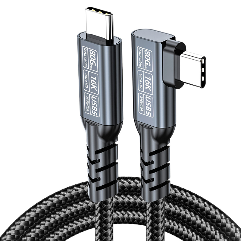 USB4 V2.0 90° Right Angle USB-C Cable 80Gbps 240W 16K