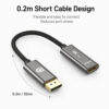 0.2m DisplayPort to HDMI adapter cable with short braided cable design for flexible connection and reduced port stress