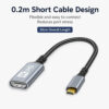 0.2m Micro HDMI to HDMI adapter cable with 20cm overall length, flexible short cable design and reduced port stress