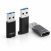 10Gbps USB-A to USB-C adapter with black, gray and gunmetal styles