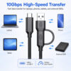 10Gbps USB-C cable for fast data transfer with laptops, phones, tablets and external SSDs