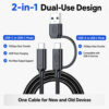 2-in-1 10Gbps USB-C cable supports USB-C to USB-C mode and USB-A to USB-C mode with no video output support