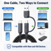 2-in-1 10Gbps USB-C cable works with USB-C devices and USB-A devices for flexible connection