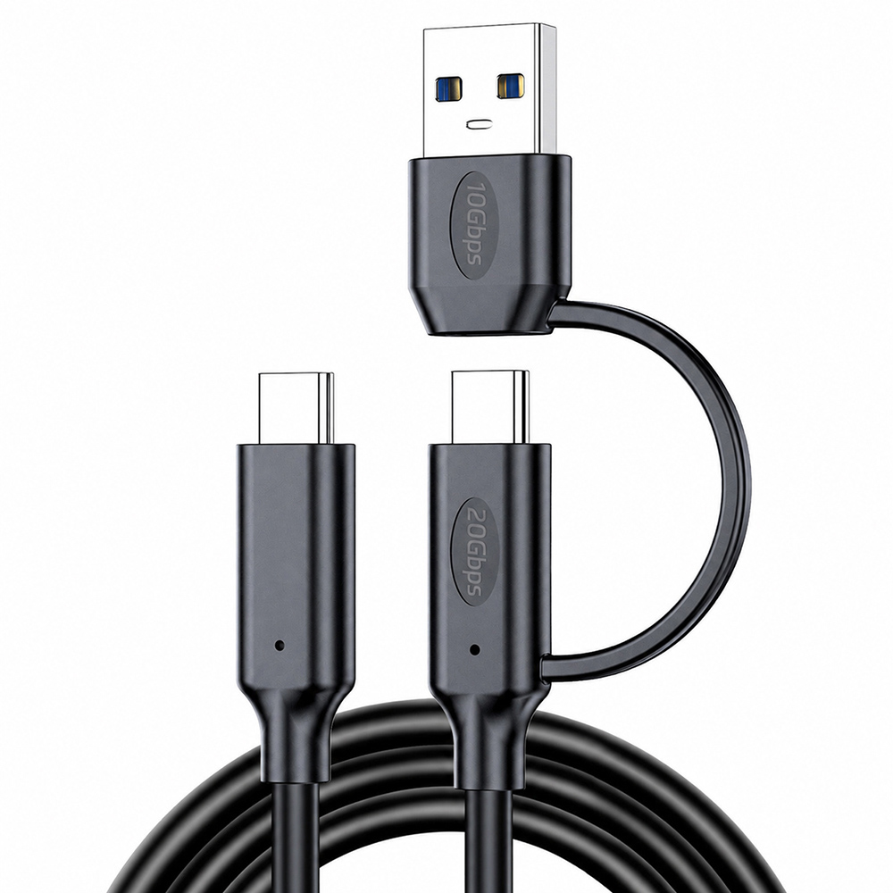2-in-1 20Gbps USB-C cable with USB-A adapter, 240W fast charging and 8K video output