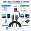 2-in-1 20Gbps USB-C cable works with USB-C devices and USB-A devices for flexible connection