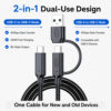2-in-1 USB4 cable supports USB-C to USB-C 40Gbps mode and USB-A to USB-C 10Gbps mode
