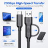 20Gbps USB-C cable for high-speed data transfer with laptops, phones, tablets and external SSDs