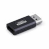 4K DisplayPort male to HDMI female adapter with black housing and compact design
