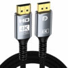 4K DisplayPort to HDMI cable with braided design and metal shell connectors