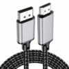 4K DisplayPort to HDMI cable with silver metal shell and braided cable design