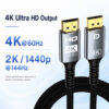 4K DisplayPort to HDMI cable supporting 4K at 60Hz and 2K 1440p at 144Hz