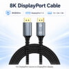 8K DisplayPort cable feature image showing 8K at 60Hz DisplayPort 1.4 and 1m 2m 3m lengths