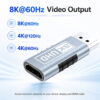 8K DisplayPort to HDMI adapter feature image showing 8K 60Hz, 4K 120Hz and 4K 60Hz video output