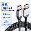 8K HDMI 2.1 cable performance image showing 8K 60Hz, 4K 240Hz and 48Gbps bandwidth