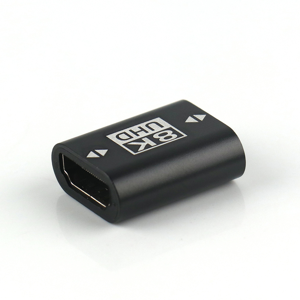 Smooth black 8K HDMI female to female adapter