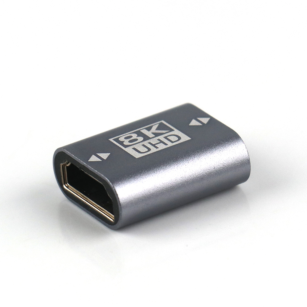 Smooth gray 8K HDMI female to female adapter