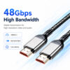 8K HDMI cable with 48Gbps high bandwidth for stable high-resolution video and audio transmission