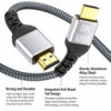 8K HDMI cable with sturdy aluminum alloy shell, reinforced tail and durable braided jacket