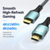 8K HDMI cable for high refresh gaming with 4K 240Hz and 8K 60Hz display support