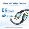 8K HDMI cable supports Ultra HD video output with 8K 60Hz and 4K 240Hz display performance