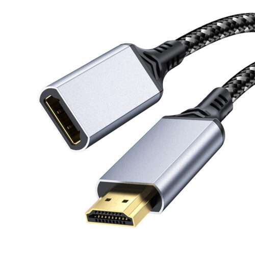 8K HDMI male to female extension cable with braided cable and aluminum housing