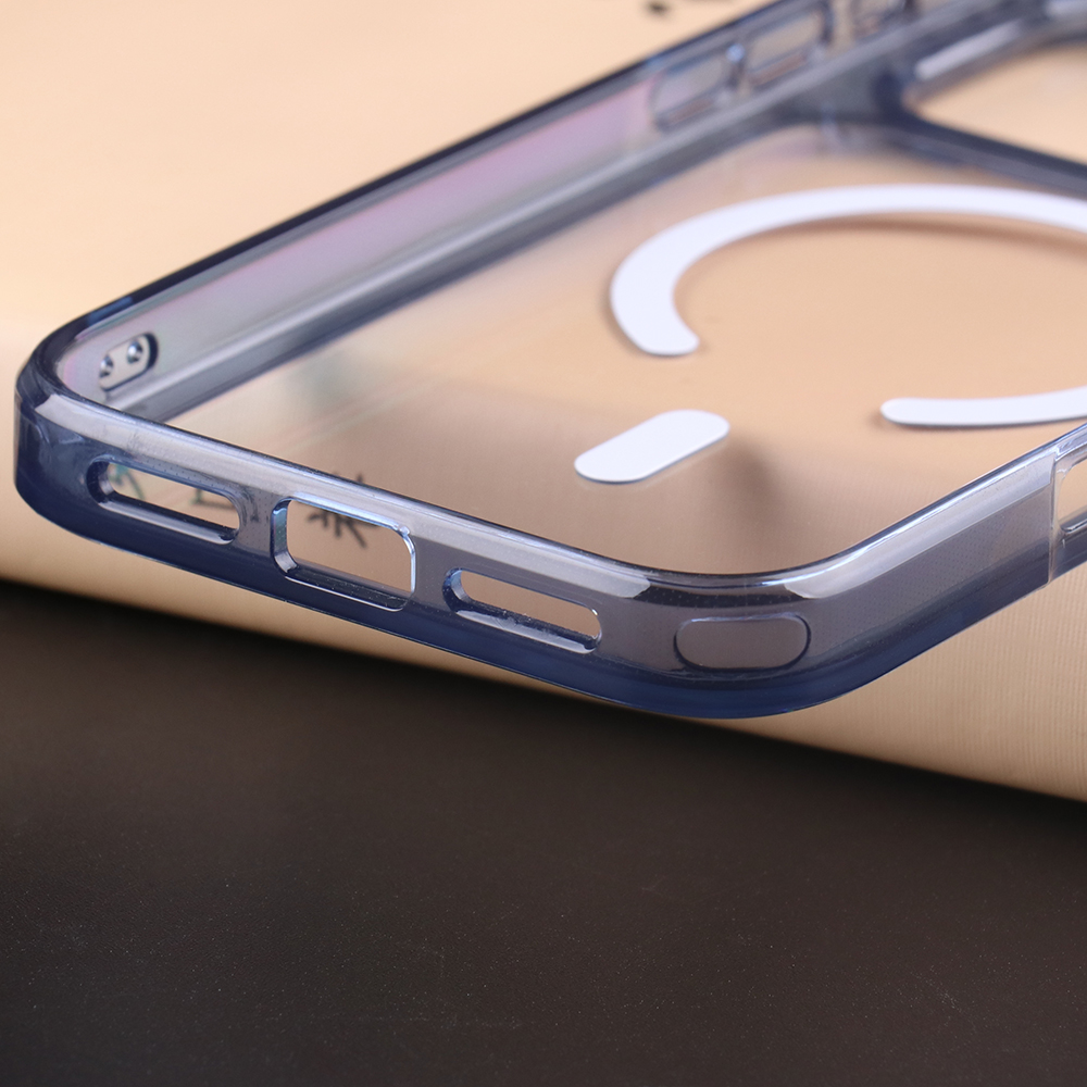 Close-up of Aurora case bottom speaker and charging port cutout detail