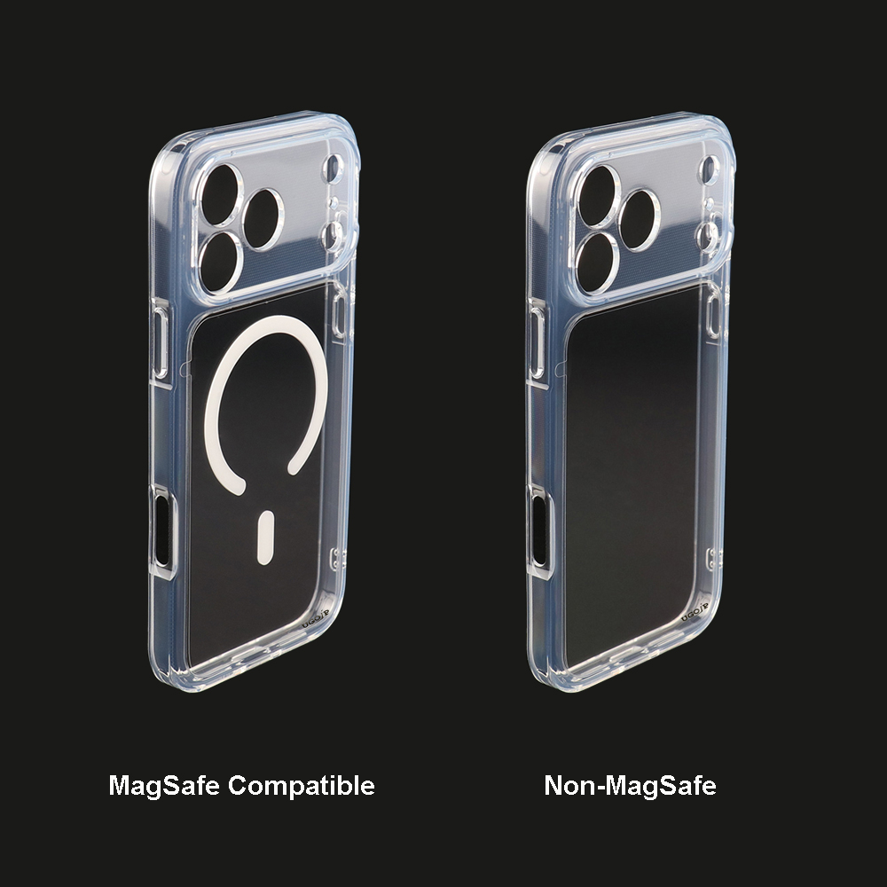 Aurora case showing MagSafe compatible and non-MagSafe versions