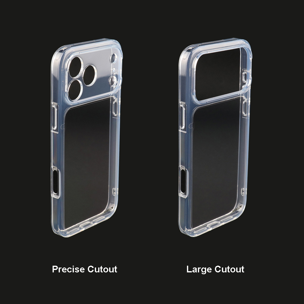 Aurora case showing precise camera cutout and large camera cutout styles