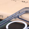 Close-up of Aurora case raised edge and transparent bumper design