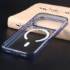 Blue transparent Aurora case for iPhone 17 series with glossy edge design