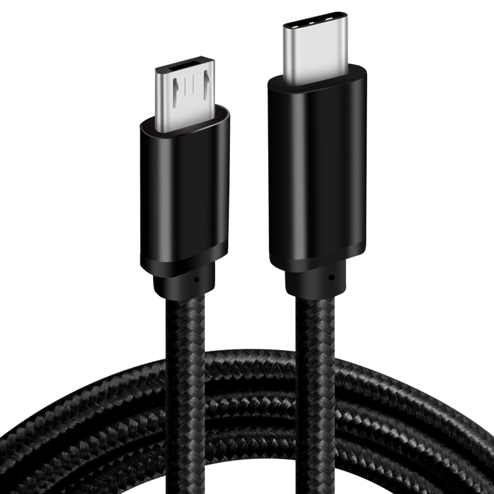 USB-C to Micro USB PD60W braided charging cable with durable nylon braided jacket