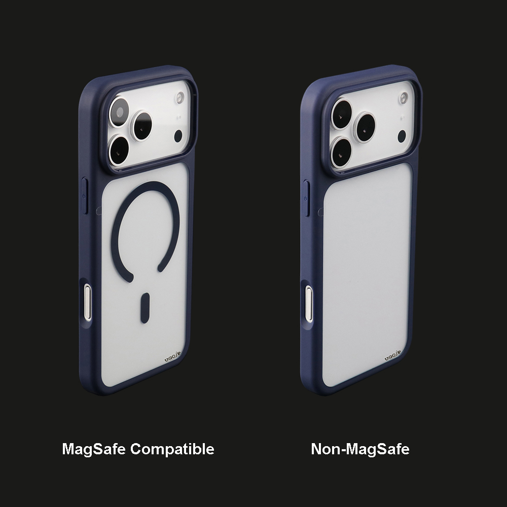 Clear basic case showing MagSafe compatible and non-MagSafe versions