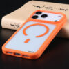 Orange clear basic case with MagSafe compatible magnetic ring for iPhone 17 series