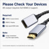 HDMI 2.1 extension cable compatibility reminder for 8K output source display and cable requirements