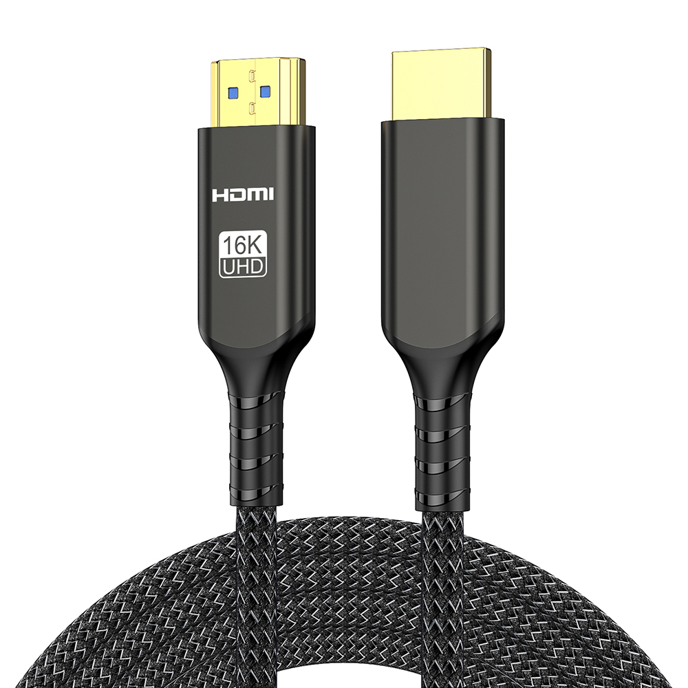 HDMI 2.2 16K 96Gbps braided HDMI cable with gold-plated connectors and reinforced tail