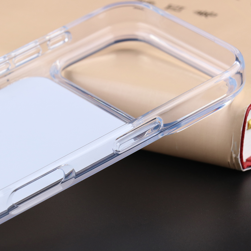 Close-up of matte color case clear TPU bumper and side edge design