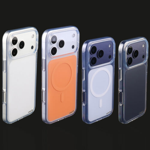 Matte color case for iPhone 17 Pro Max and iPhone 17 Pro with clear TPU bumper and solid PC back