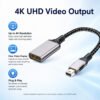 Mini DisplayPort to HDMI adapter cable feature image showing up to 4K resolution, clear video display and plug and play use