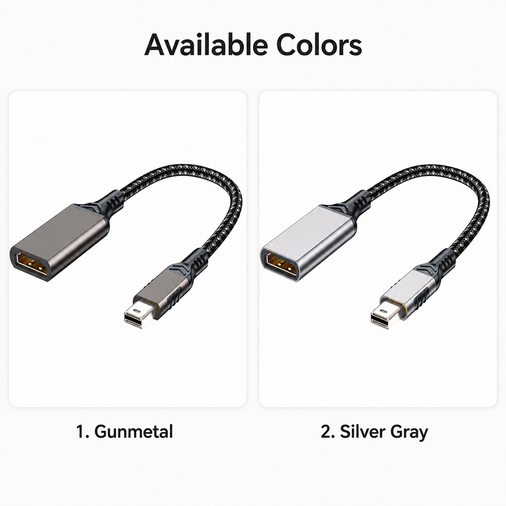 Mini DisplayPort to HDMI adapter cable available in Gunmetal and Silver Gray color options