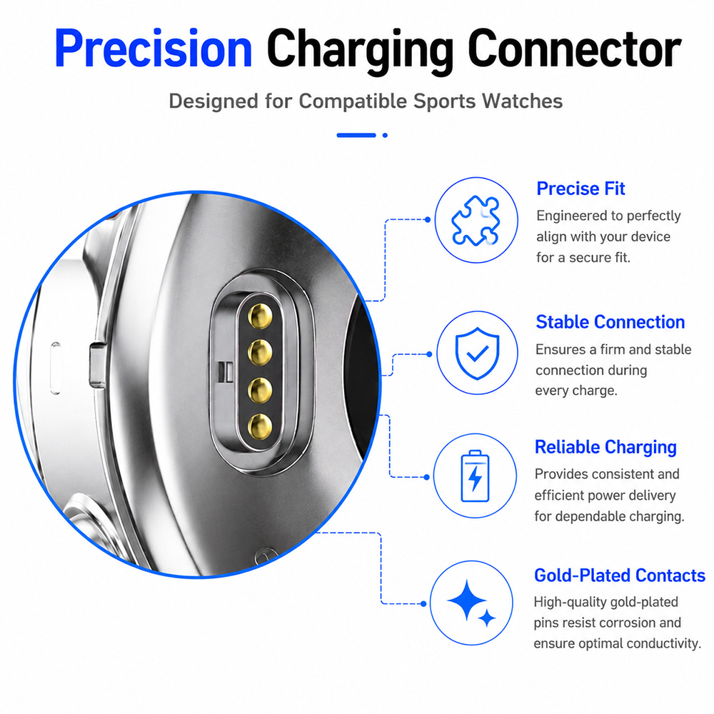 Precision 4-pin charging connector with gold plated contacts