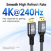 Premium DisplayPort to DisplayPort cable for smooth 4K 240Hz high refresh rate display connection