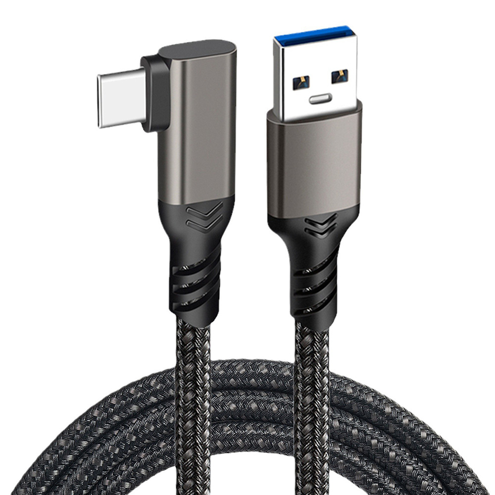 Right-angle USB 3.2 Gen2 USB-A to USB-C cable, 10Gbps data transfer, 60W fast charging, braided cable