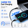 USB-C Extension Cable Supports 240W PD3.1 Fast Charging for Laptop Tablet Phone and Gaming Device