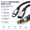 Premium USB-C Extension Cable Aluminum Alloy Shell Reinforced Connector Nylon Braided Jacket