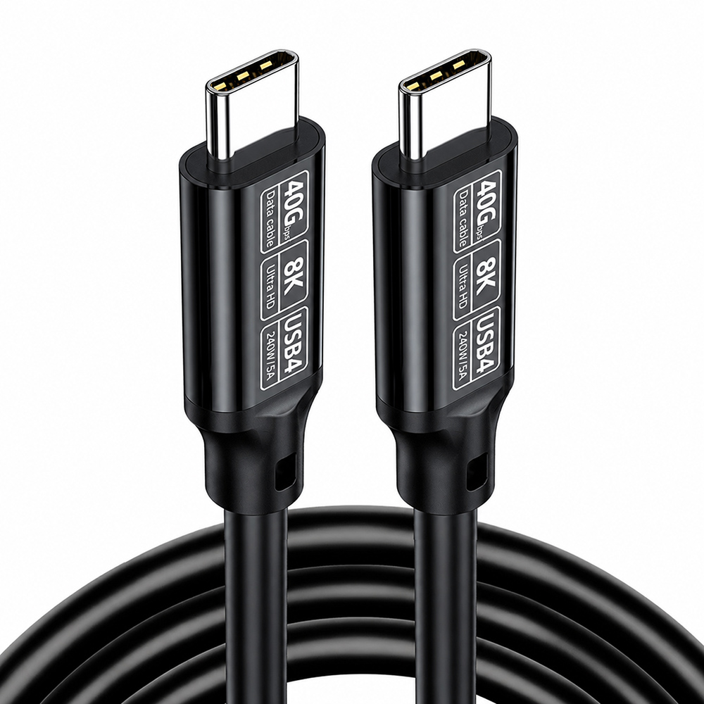 USB4 40Gbps 240W straight USB-C cable with braided design for fast charging and high-speed data transfer
