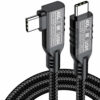 USB4 40Gbps 240W right angle USB-C cable with braided design for fast charging and high-speed data transfer