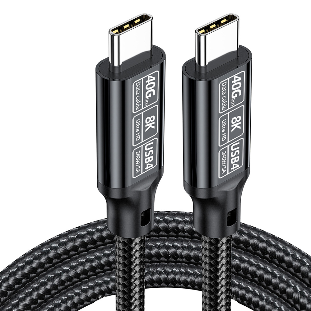 USB4 40Gbps 240W USB-C cable product view with straight Type-C connectors and braided cable design