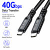 USB4 cable supporting up to 40Gbps high-speed data transfer for SSDs, laptops and external devices