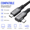 USB4 40Gbps right angle USB-C cable compatible with laptops, tablets, smartphones, monitors and docking stations