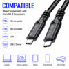 USB4 40Gbps USB-C cable compatible with laptops, tablets, smartphones, monitors and docking stations